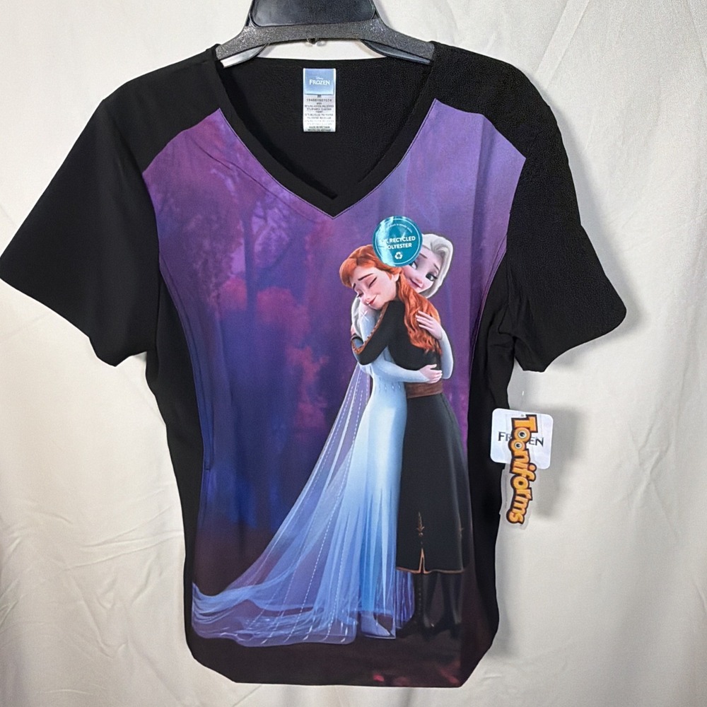Tooniforms by Cherokee‎ Disney Frozen Scrub Top Anna Elsa Size M NWT